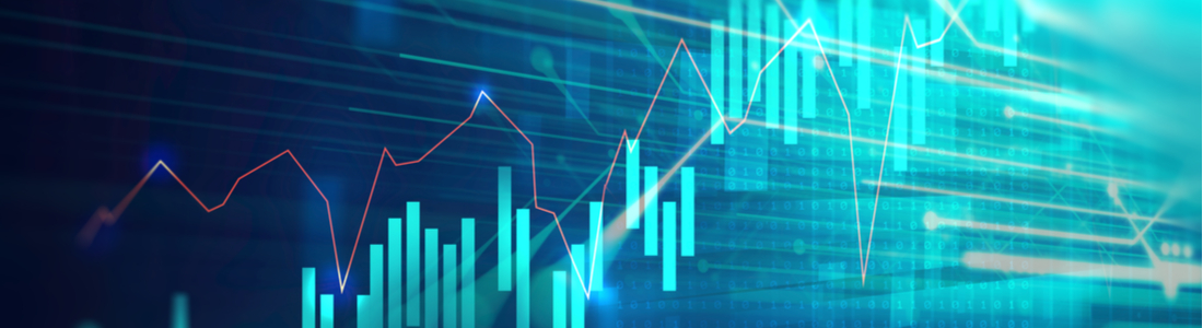 Financial stock market graph on an abstract background.