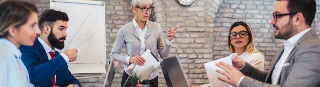 A group of colleagues sitting around a conference table.