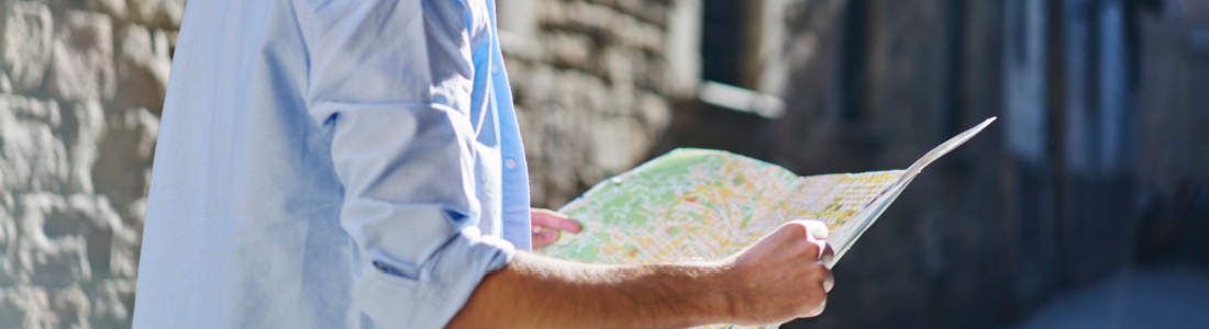 A man following a map.