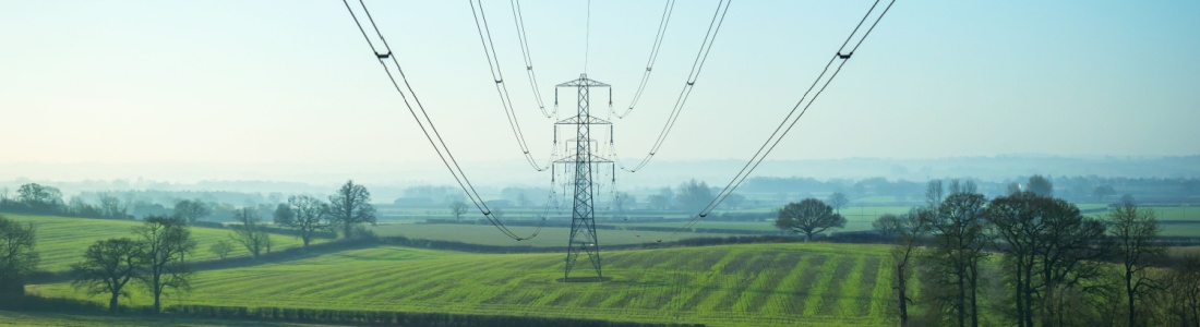 Power lines in Kent, UK.