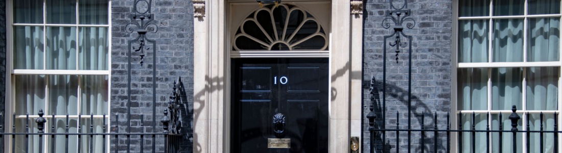 The outside of 10 Downing Street.