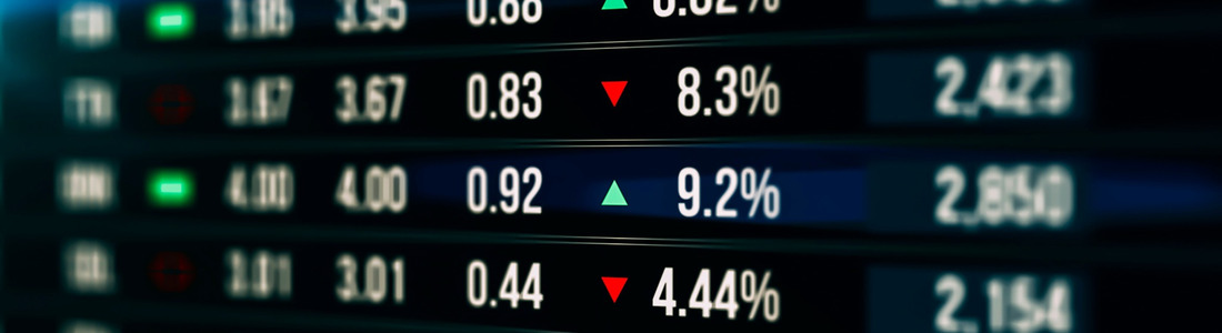 A screen showing stock market movements.